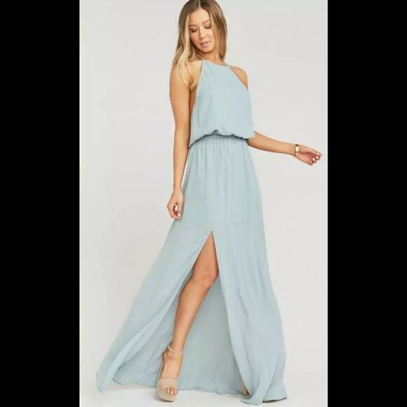 Show Me Your Mumu Silver Sage Crisp Heather Halter Dress NWT Size Small - Picture 2 of 11